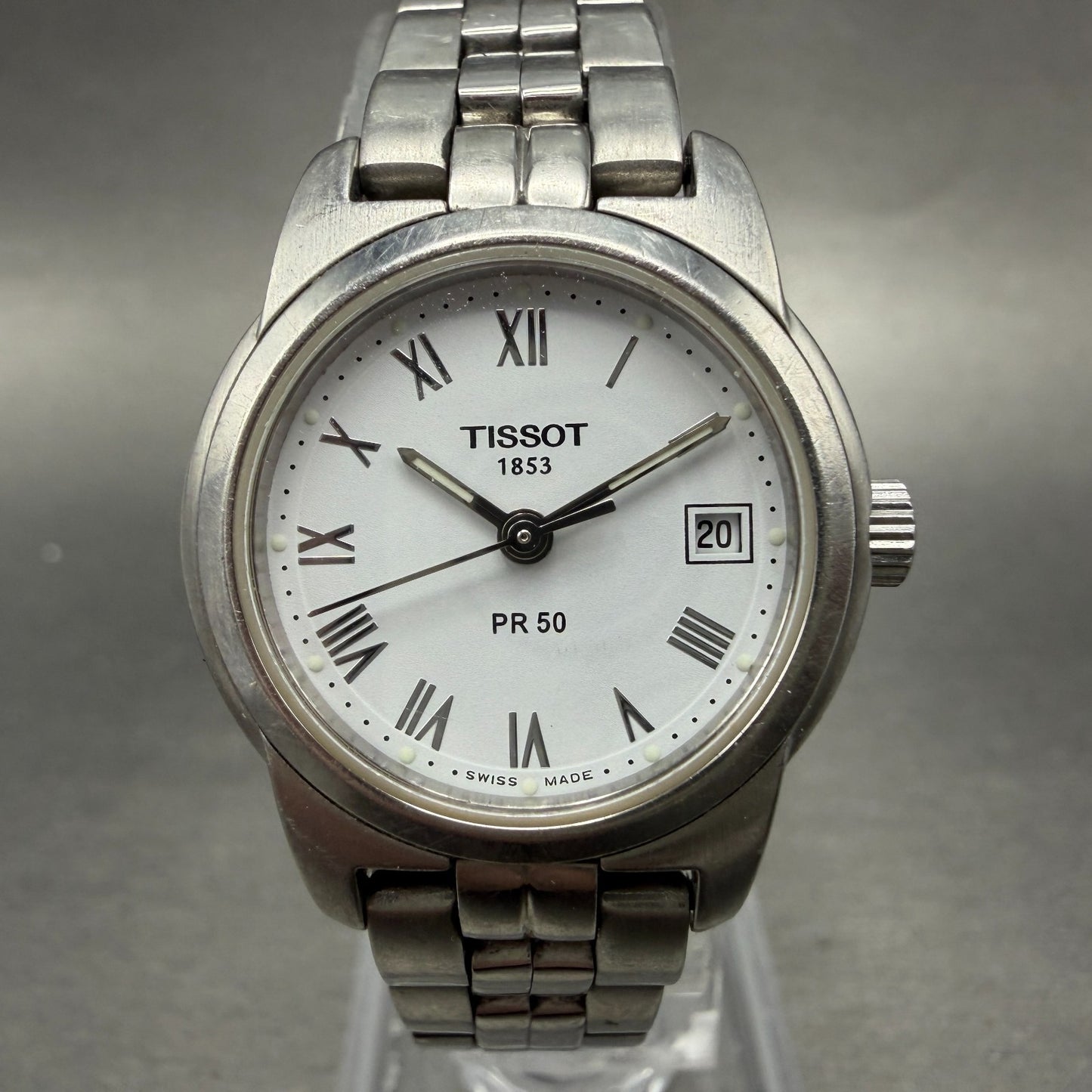 Tissot PR 50 Watch Women 25mm White Dial Silver Tone Date J326/426 New Battery0
