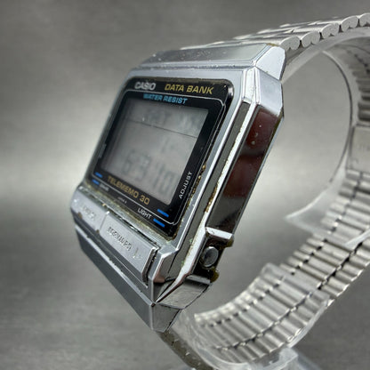 Casio Data Bank DB-300 Watch Men 32mm Digital Silver Tone Alarm Chrono New Batt2