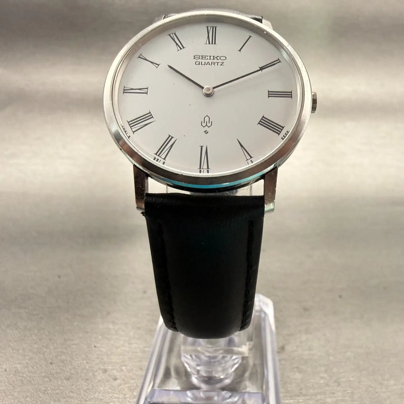 Seiko Chariot Watch Men 34mm White Dial Silver Tone Round 4130-9001 New Battery5