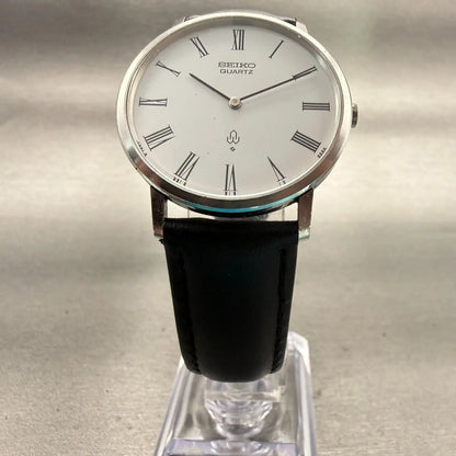 Seiko Chariot Watch Men 34mm White Dial Silver Tone Round 4130-9001 New Battery5