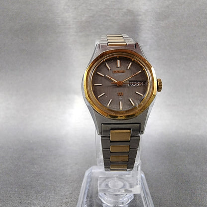 Seiko SQ Watch Women 23mm Black Dial two Tone Daydate 85230049 New Battery6