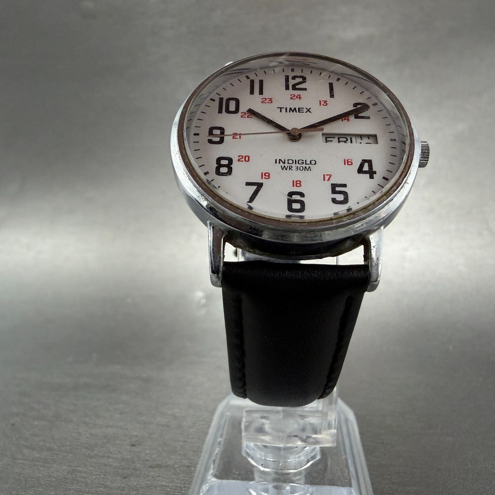 Timex Easy Reader Watch Men 35mm White Dial Silver Tone Round DaydateNew Battery5