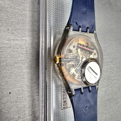 Swatch Tailleur Watch Men 34mm Gold Dial Gray Case Round GM109 New Battery NOS12