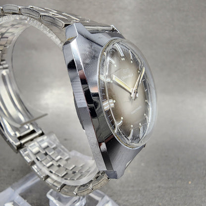 Bulova Caravelle Transistorized Watch Men 34mm Gray Dial Silver Tone Date Runs3