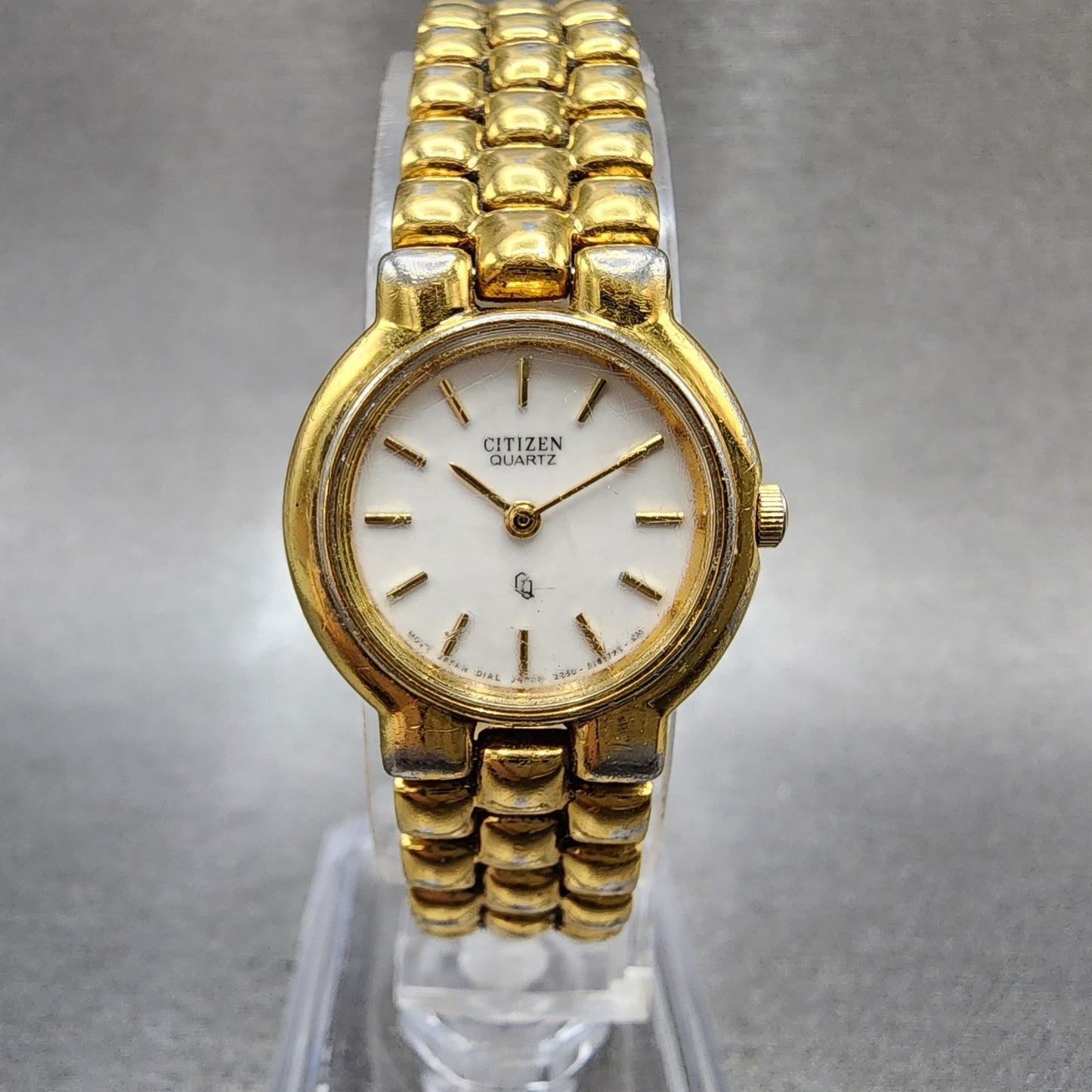 Citizen CQ Watch Women 21mm White Dial Gold Tone Round 2250S02970 New Battery0
