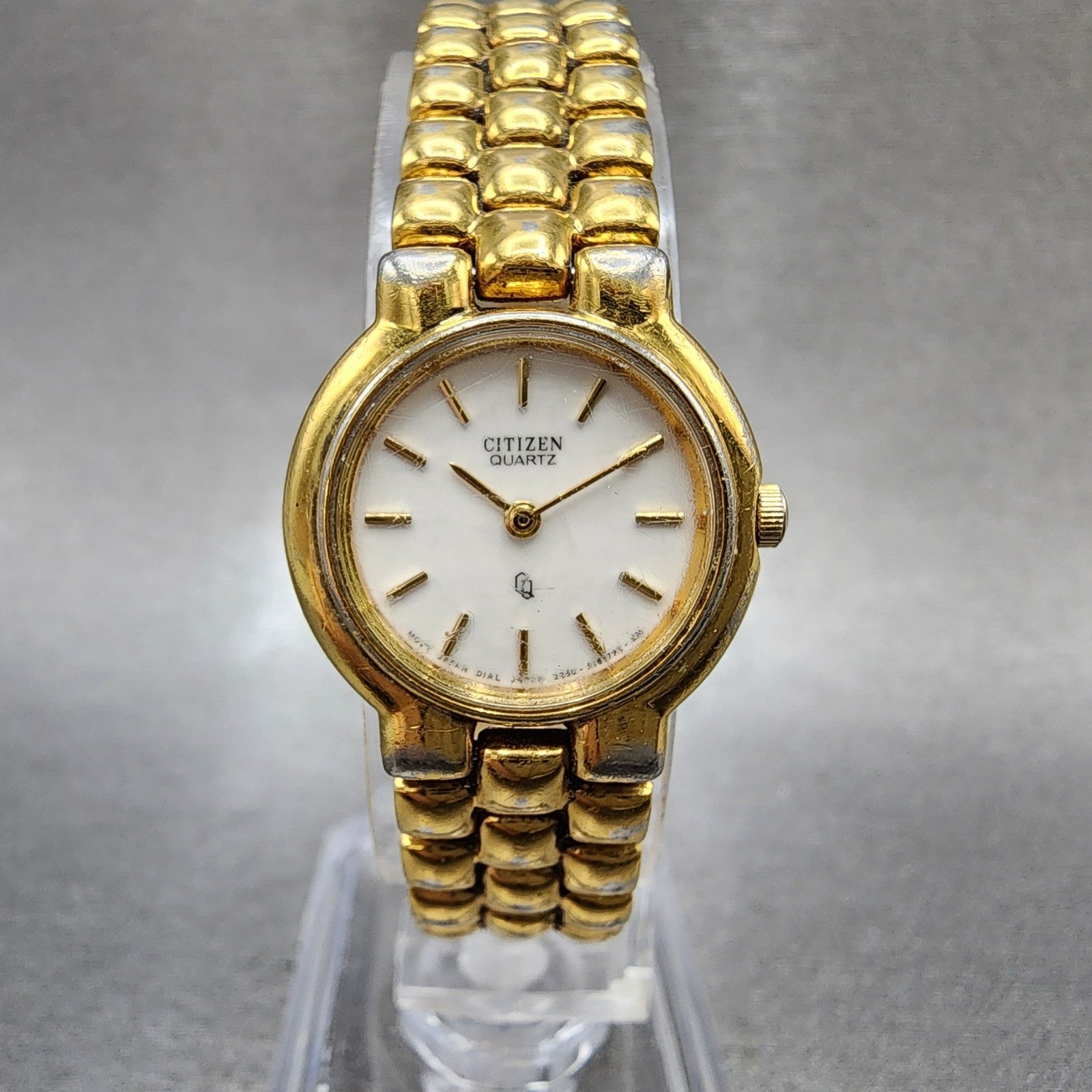 Citizen CQ Watch Women 21mm White Dial Gold Tone Round 2250S02970 New Battery0