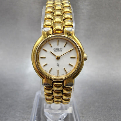 Citizen CQ Watch Women 21mm White Dial Gold Tone Round 2250S02970 New Battery0