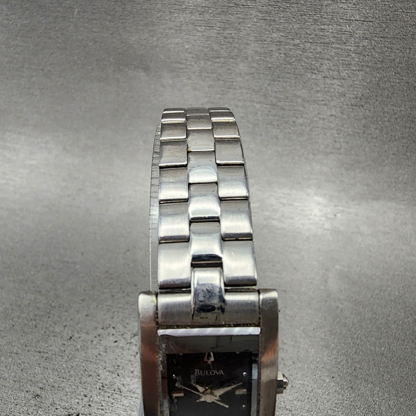 Bulova Tank Watch Women 18mm Black Dial Silver Tone Rectangle 96L37 New Battery4