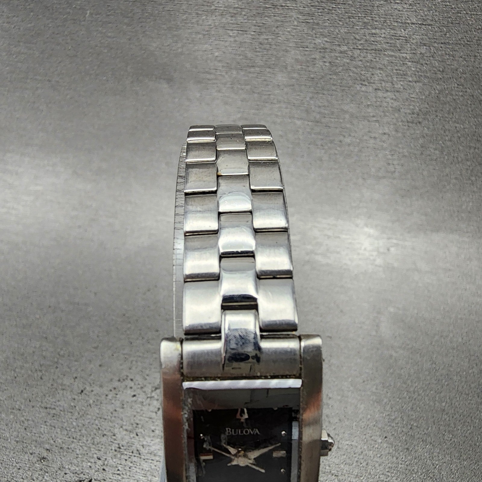 Bulova Tank Watch Women 18mm Black Dial Silver Tone Rectangle 96L37 New Battery4