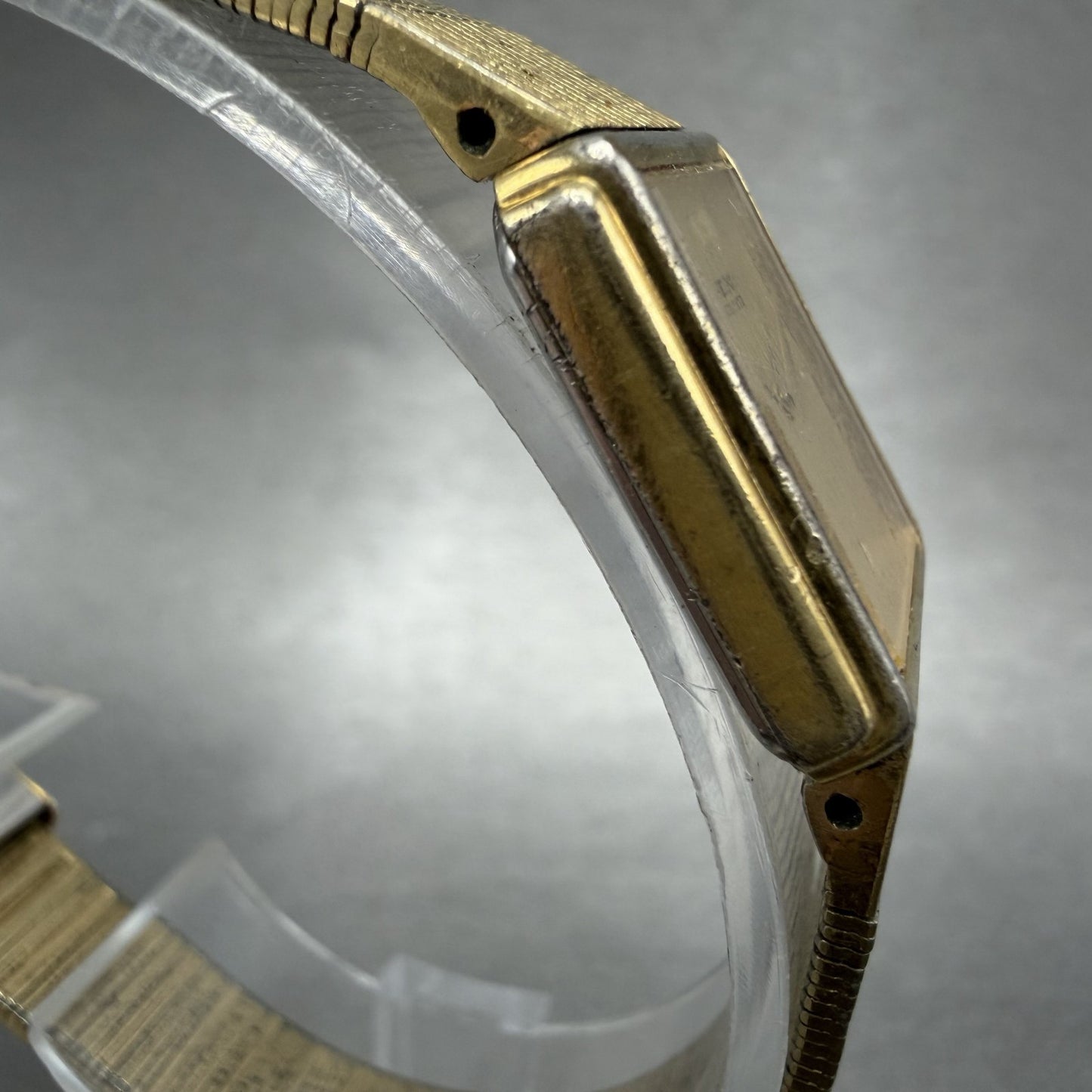 Seiko Tank Watch Women 18mm Champagne Dial Gold Tone 7323-5479 New Battery3
