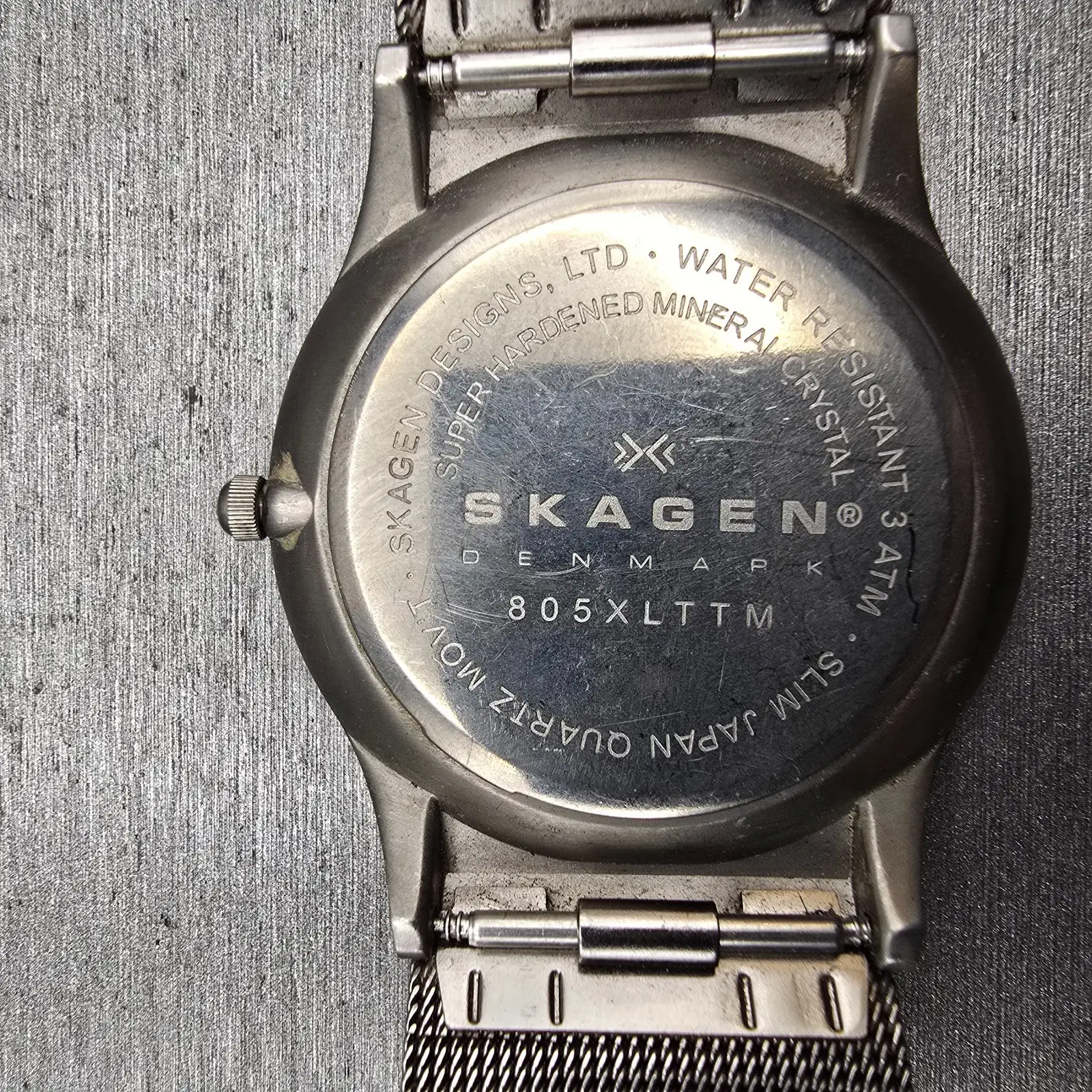 Skagen Watch Men 41mm Gray Dial Titanium Round Mesh Band 805XLTTM New Battery10