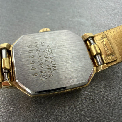 Seiko Watch Women 17mm Cream Dial Gold Tone Octagon VTG 4N00-5139 New Battery9