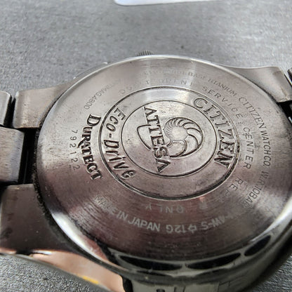 Citizen Attesa Watch Men 38mm Cream Dial Titanium Date Atomic Round Works