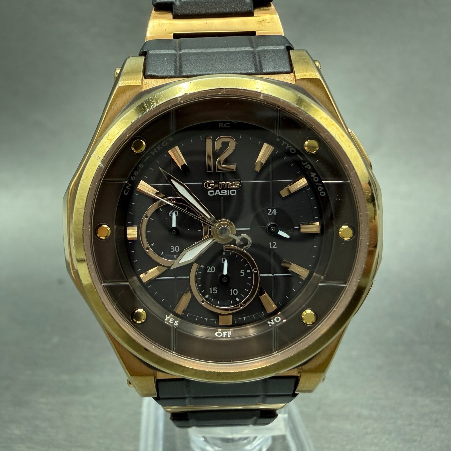 Casio Baby-G Watch Women 36mm Brown Dial Gold Tone Chronograph MSA-7200CGJ Solar0