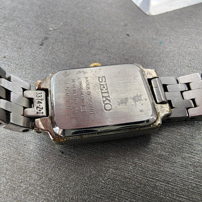Seiko Tank Watch Women 16mm White Dial Two Tone Rectangle 1N010FH0 New Battery9