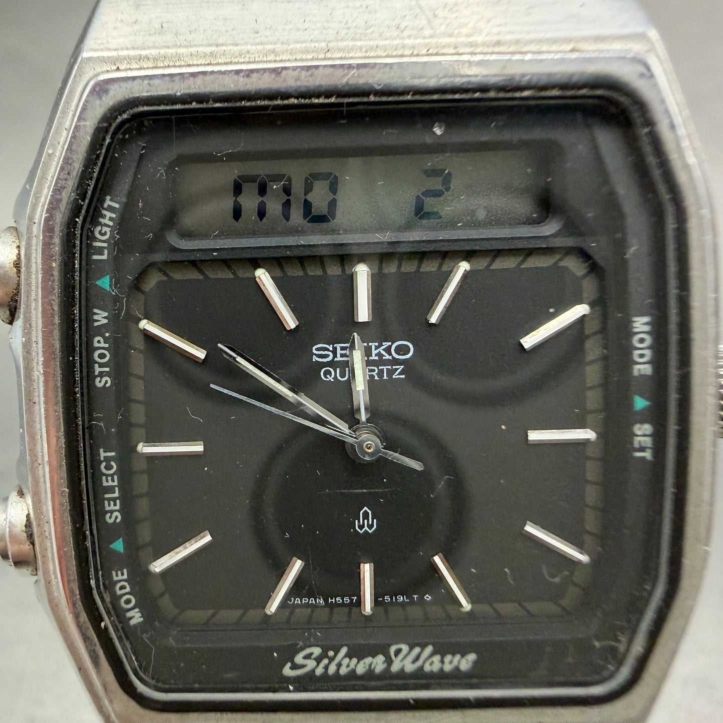 Seiko Silverwave Watch Men 31mm Analog Digital Black Dial Steel H557-513A READ!!1