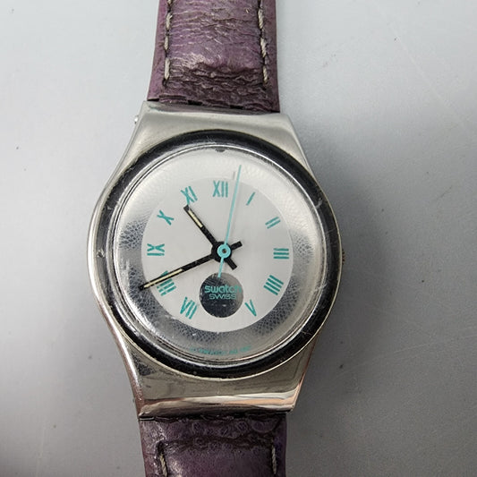 Vintage Swatch Malpensa Watch Women Silver Tone White Dial LX109 New Battery