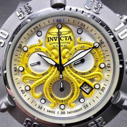 Invicta Sub Aqua Chronograph Watch Men 50mm White Dial Steel Date 27871 New Batt1