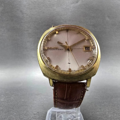 Seiko Automatic Watch Men 36mm Silver Dial Gold Tone Date 7625-7013 Runs Vintage5