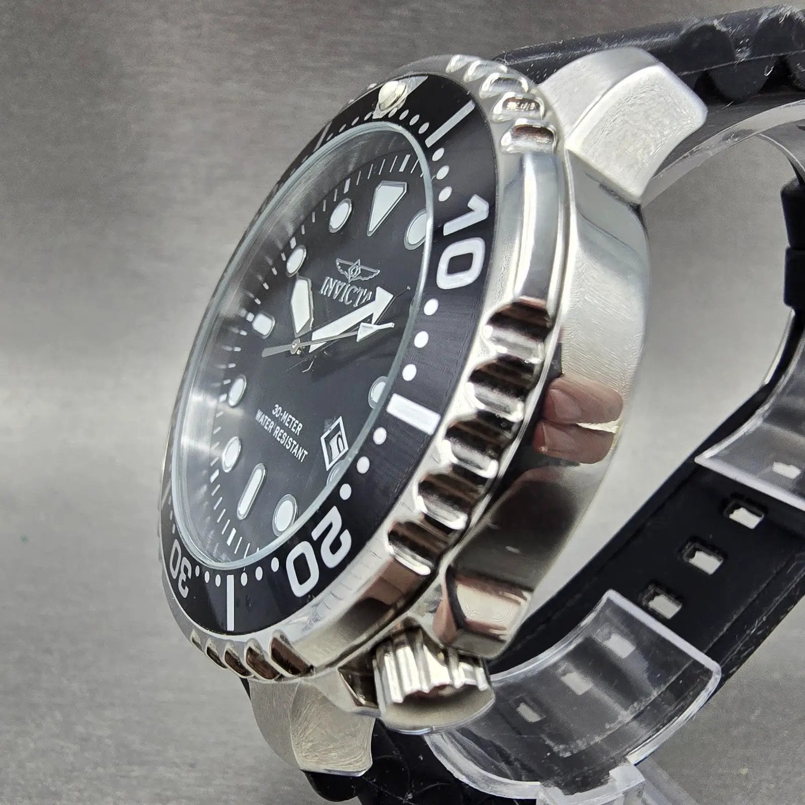 Invicta Pro Diver Watch Men 48mm Black Dial Silver Tone Date 44834 New Battery2