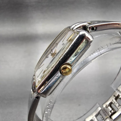 Seiko Watch Women 18mm White Dial Silver Tone Rectangle V401-6279 New Battery2