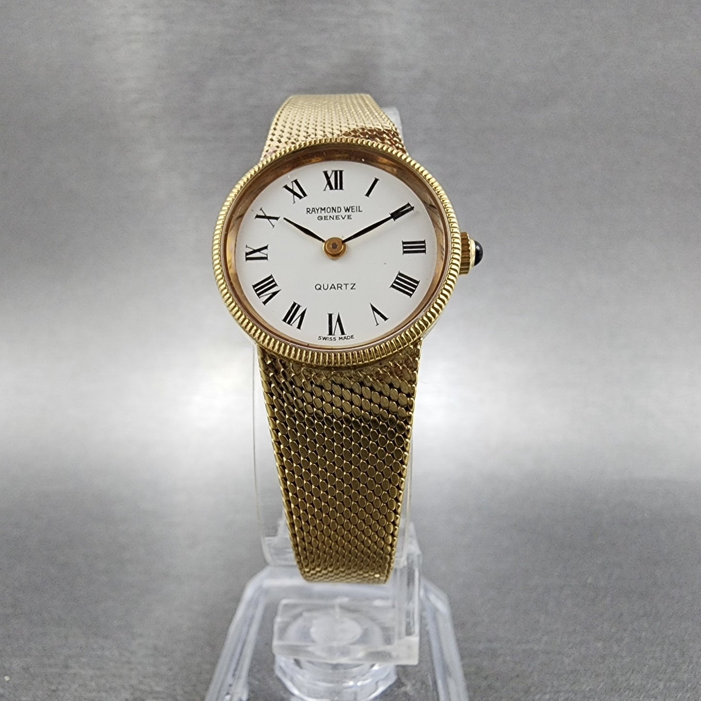 Raymond Weil Watch Women 22mm White Dial Gold Plated Round 9519 New Battery5