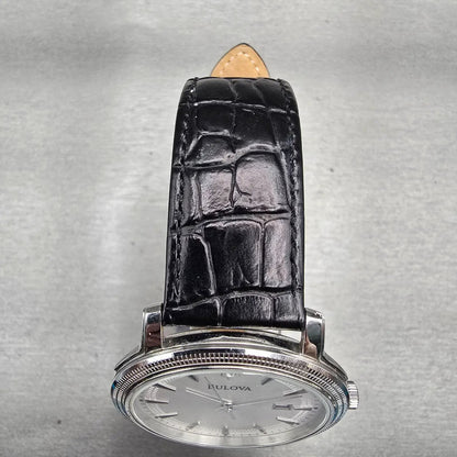 Bulova Watch Men 40mm Silver Dial Silver Tone Date Round 96B120 New Battery4