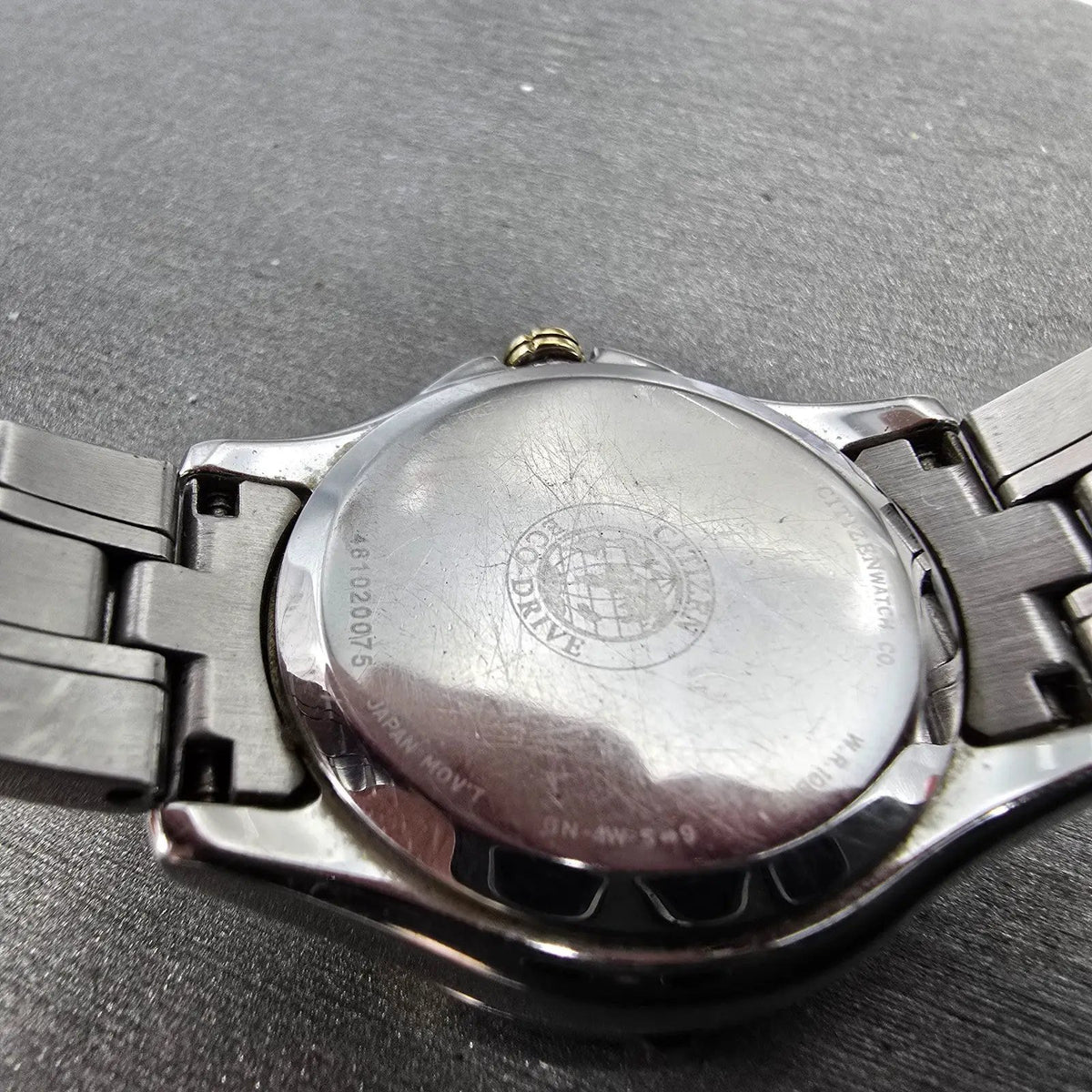 Citizen Eco-Drive Watch Women 26mm Black Dial Two Tone Date E013-S090288 Runs9