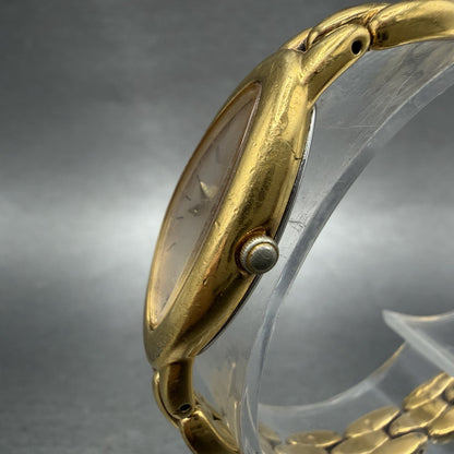 Seiko Watch Women 15mm Silver Dial Gold Tone Oval 2E207203 New Battery2