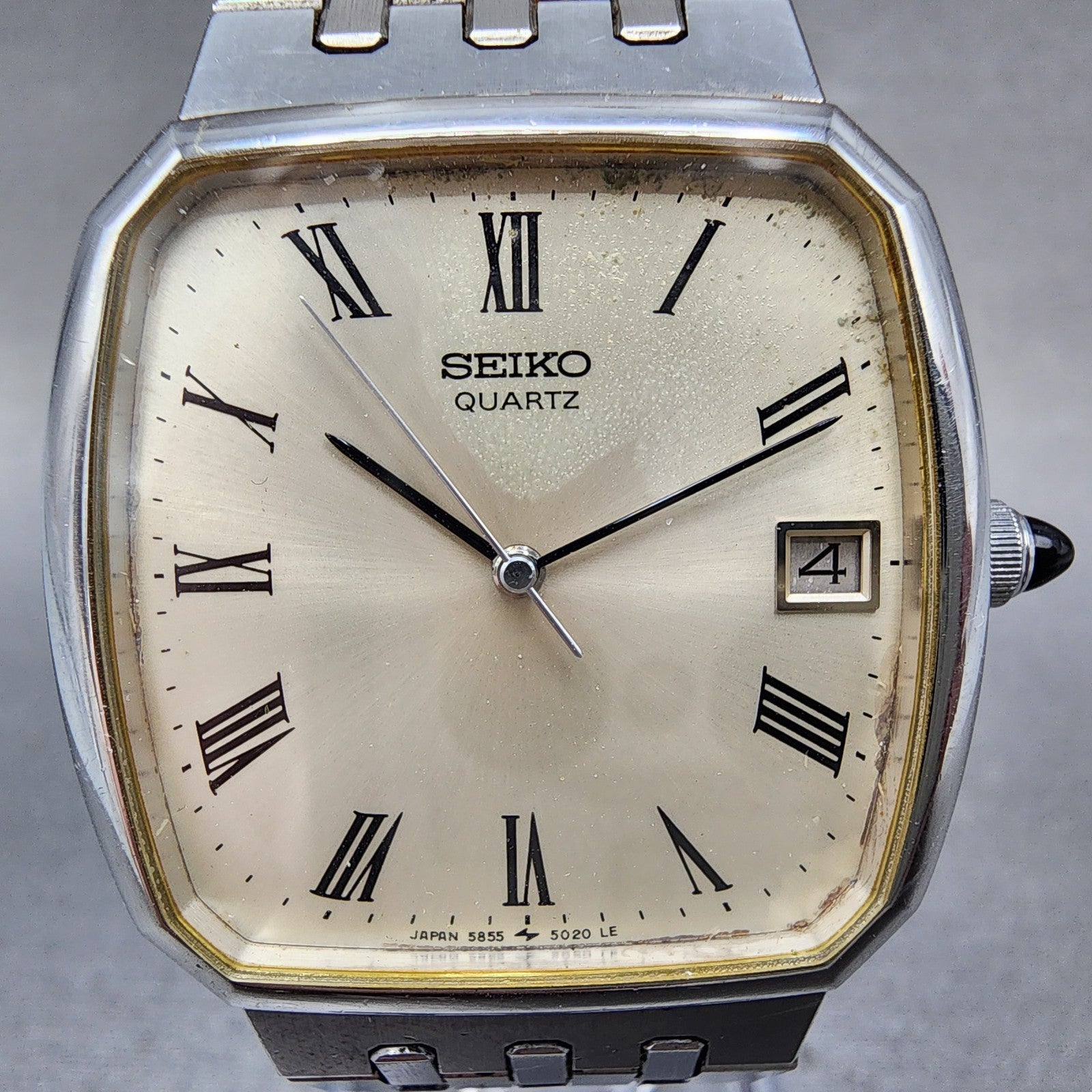 Seiko Watch Men 32mm Silver Dial Silver Tone Date 58555010 New Battery1