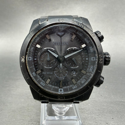 Citizen Eco-Drive Chronograph Watch Men 48mm Black Dial Black Tone Date Runs0