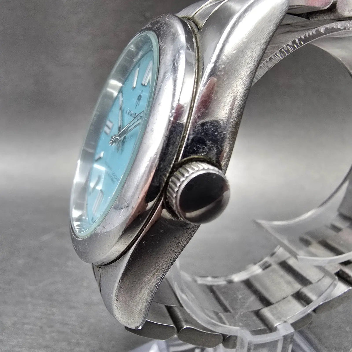 Aknight Watch Men 39mm Blue Dial Silver Tone Date Round AK-2113G New Battery2