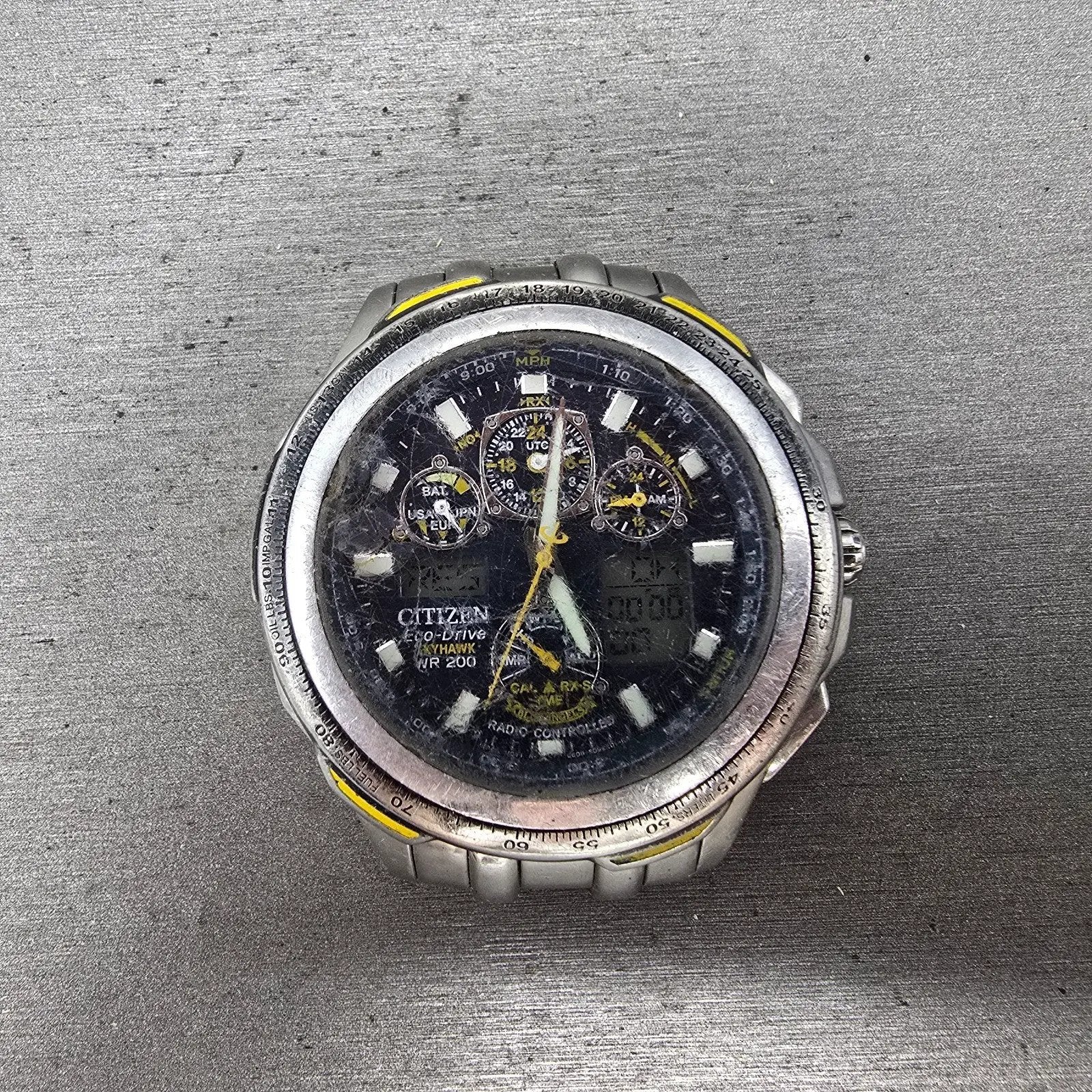 Citizen Eco-Drive Blue Angles Skyhawk Watch Men 44mm Blue Dial Silver Tone Runs0