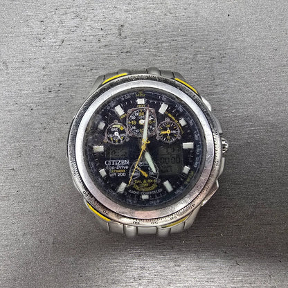 Citizen Eco-Drive Blue Angles Skyhawk Watch Men 44mm Blue Dial Silver Tone Runs0