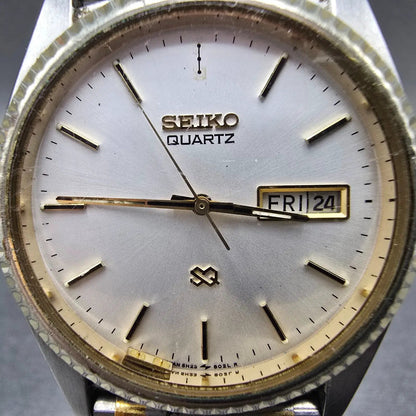 Seiko President Watch Men 36mm White Dial Two Tone Daydate 5H23-8020 SQ PARTS2