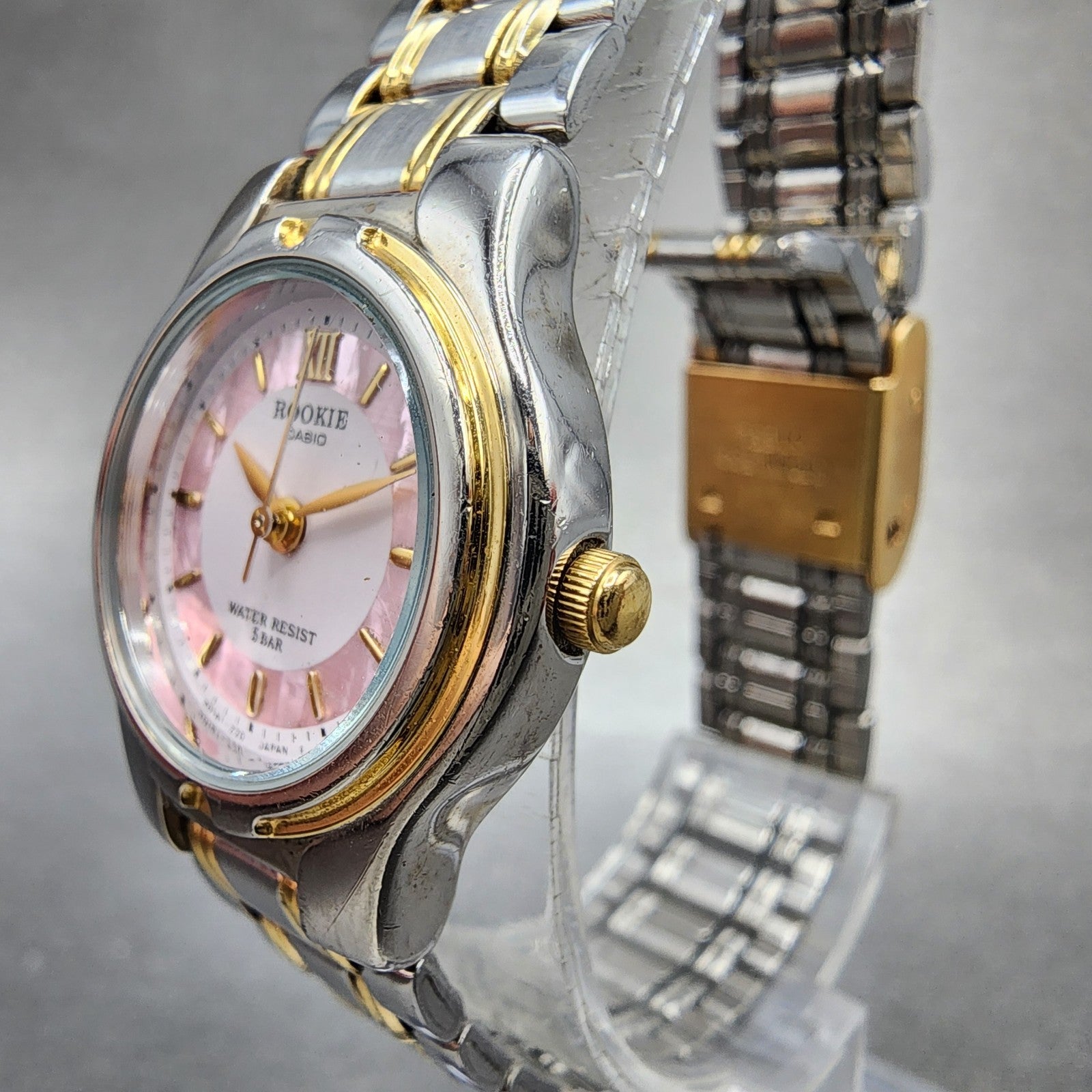 Casio Rookie Watch Women 24mm Pink Dial Two Tone Round RKM612 New Battery2