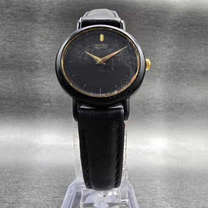 Seiko Watch Women 24mm Black Dial Black Tone Round 2Y00-0G49 New Battery JP5
