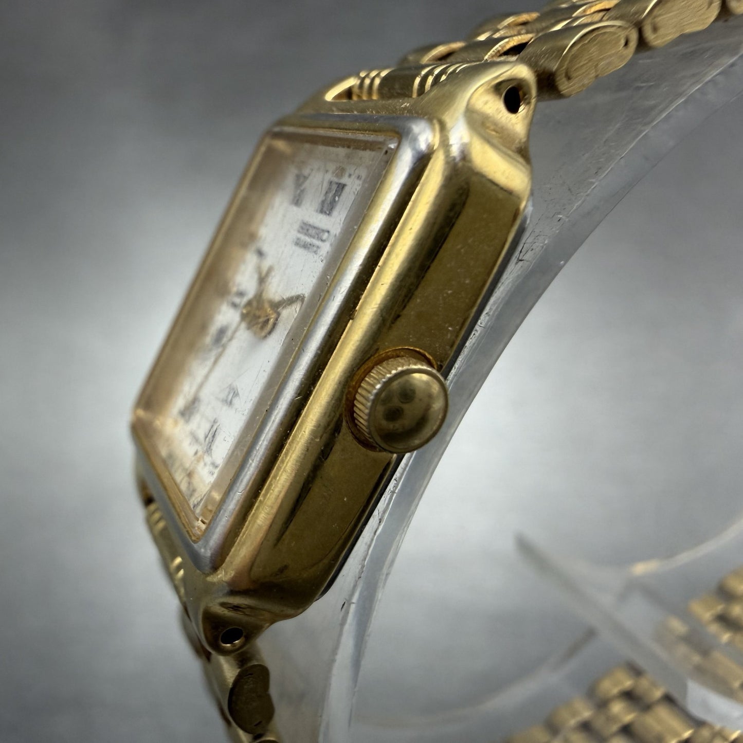 Seiko SX Tank Watch Women 17mm White Dial Gold Tone V401-5121 New Battery2