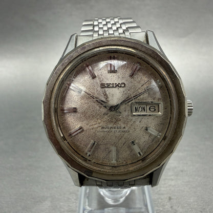 Seiko Business A Watch Men 37mm Silver Dial Silver Tone Daydate 8346-9010 PARTS0