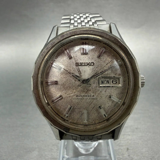 Seiko Business A Watch Men 37mm Silver Dial Silver Tone Daydate 8346-9010 PARTS0