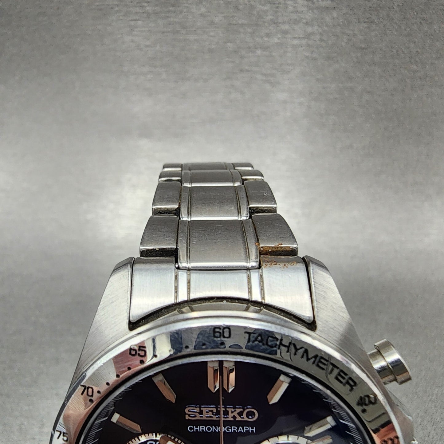 Seiko Chronograph Watch Men 40mm Blue Dial Silver Tone Date 8t63-00d0 NewBattery