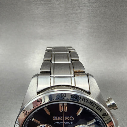 Seiko Chronograph Watch Men 40mm Blue Dial Silver Tone Date 8t63-00d0 NewBattery