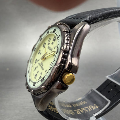 Pulsar Dive Watch Men 39mm Cream Dial Gold Tone Date V732-0E10 SAMPLE PARTS3