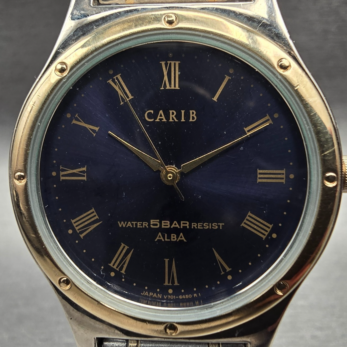 Alba Carib Watch Men 31mm Blue Dial Two Tone Round V701-637A New Battery1