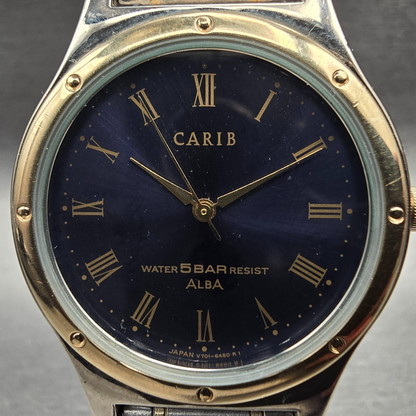 Alba Carib Watch Men 31mm Blue Dial Two Tone Round V701-637A New Battery1