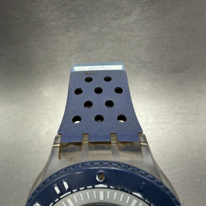 Swatch Flow Through Dive Watch Men 44mm Blue Dial Clear Case Date Round NewBatt4