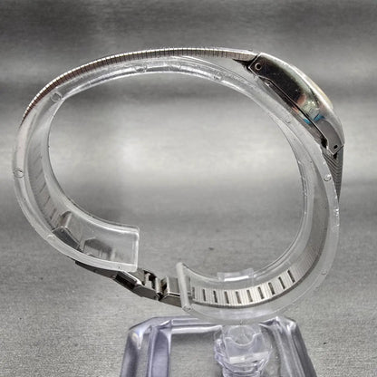 Seiko Watch Women 16mm Silver Dial Silver Tone Oval 5420-0029 New Battery VTG8