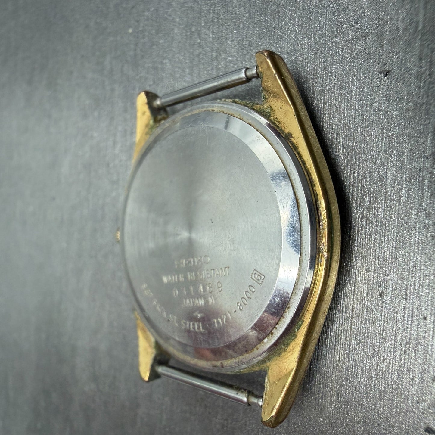 Seiko Watch Men 36mm Champagne Dial Gold Tone Round 7121-8000 New Battery VTG11