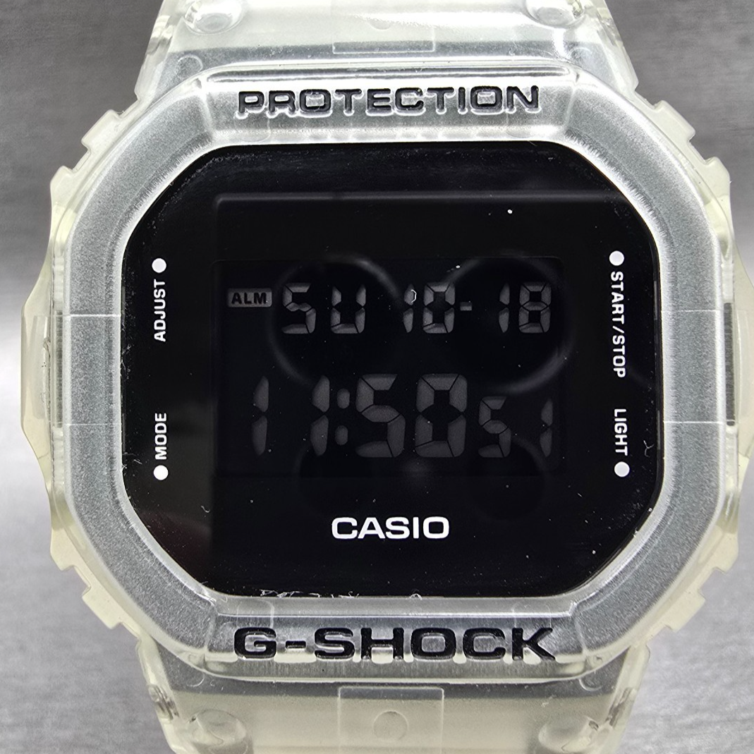 Casio G-Shock DW-5600SKE Watch Men 44mm Clear Case Chrono Alarm New Battery1
