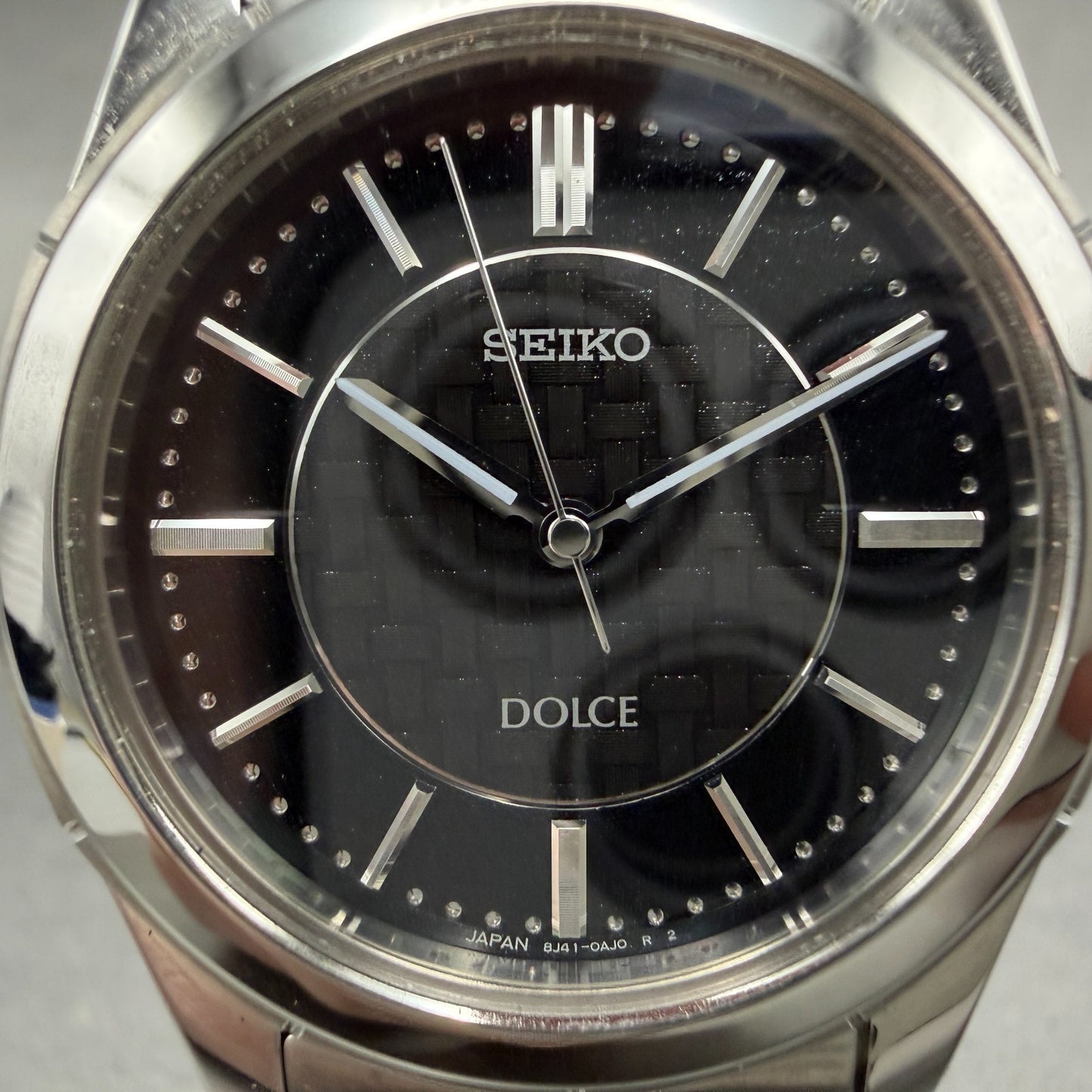 Seiko Dolce Watch Men 35mm Black Dial Silver Tone Round 8J41-0AF0 New Battery3